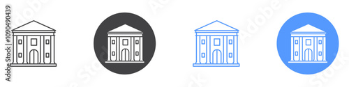 City hall building icon flat line symbol set.