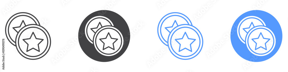 Φωτογραφία Earn point icon flat line symbol set.