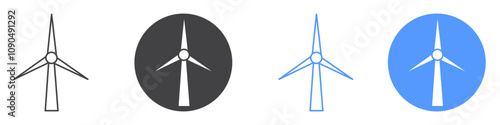 Eolic energy icon flat line symbol set.
