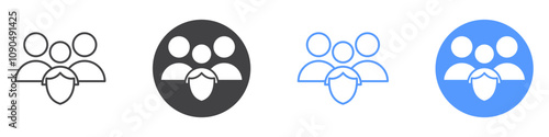 Family insurance icon flat line symbol set.