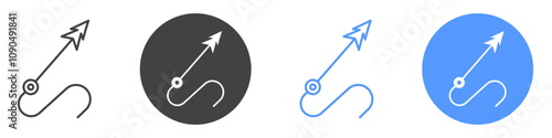 Harpoon icon flat line symbol set.