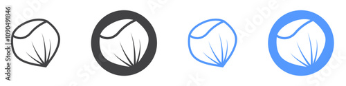 Hazelnut icon flat line symbol set.