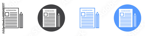 Homework icon flat line symbol set.