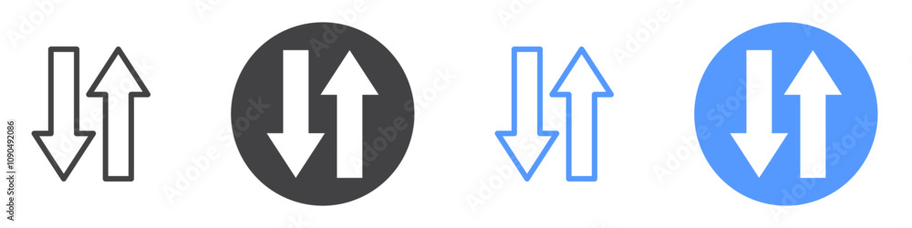 Import and export icon flat line symbol set. Import and export icon flat line symbol set.