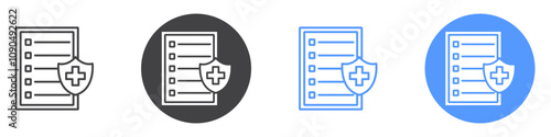 Medical insurance icon flat line symbol set.