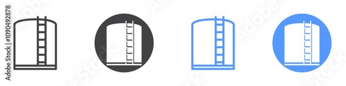 Oil storage icon flat line symbol set.