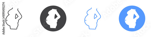 Pregnant woman icon flat line symbol set.