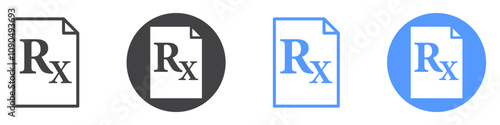 RX icon flat line symbol set.
