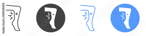 Shin pain icon flat line symbol set.