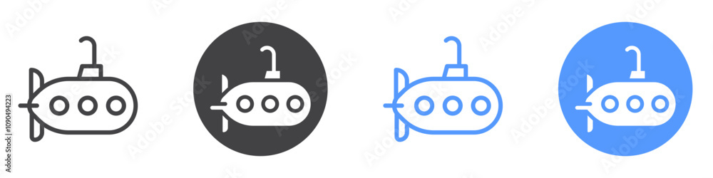Submarine icon flat line symbol set. Submarine icon flat line symbol set.