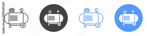 Air compressor icon flat line symbol set.