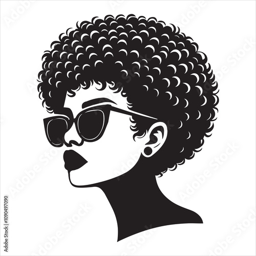 Afro lady Vector illustration - Curly hair Clipart Design
