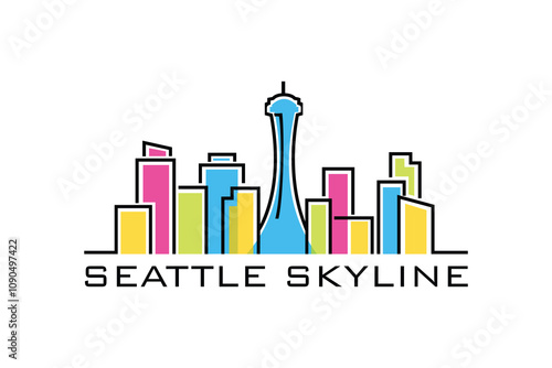 Seattle skyline logo template vector illustration