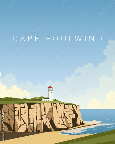 Cape Foulwind New Zealand travel poster, banner, postcard photo