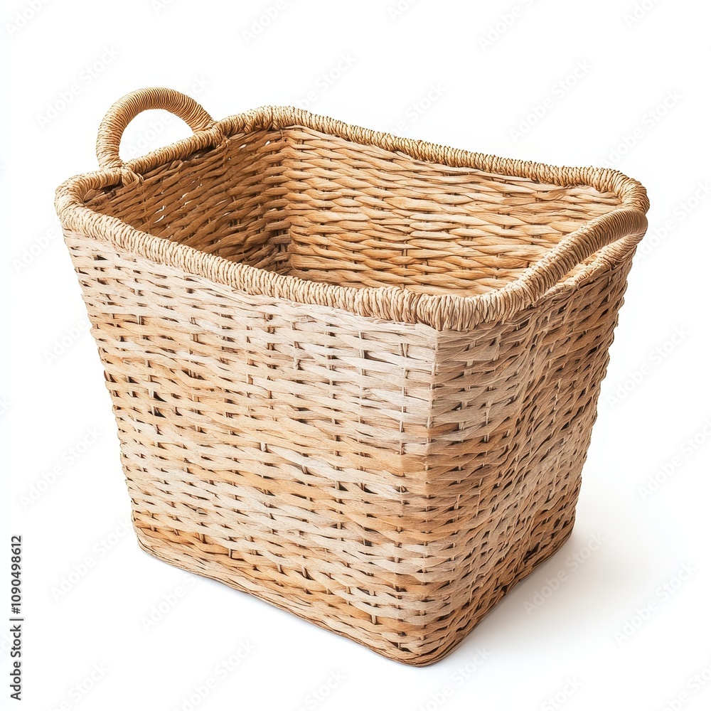 Obraz premium A woven storage basket with handles, ideal for organizing items or decor.