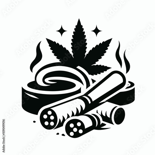 cannabis leaf and smoke vector illustration