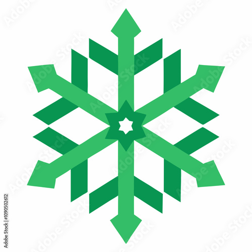 Green snowflake vector illustration on white background