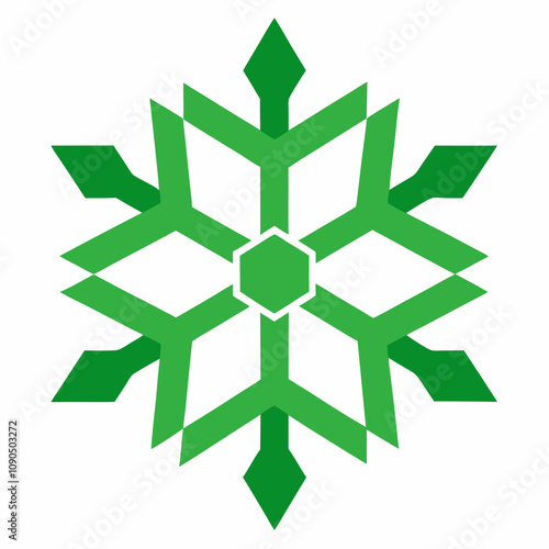 Green snowflake vector illustration on white background