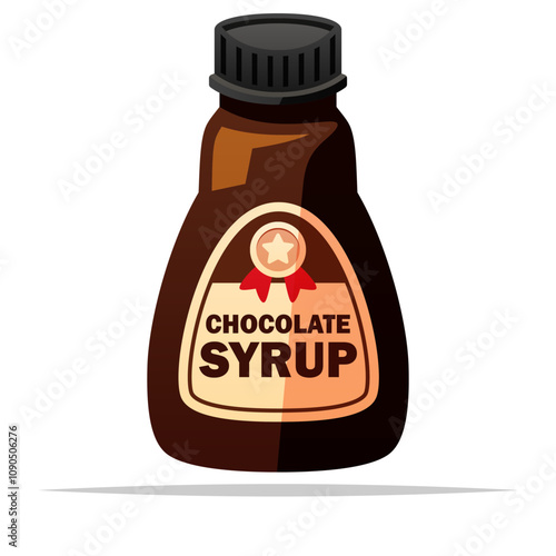 Chocolate syrup bottle vector isolated illustration