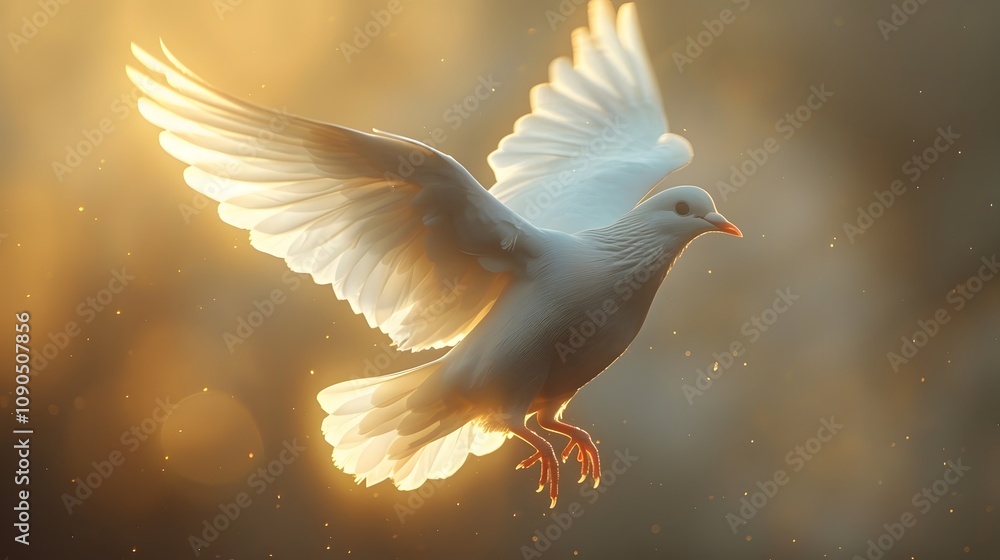 Fototapeta premium Biblical verses describing the doves gentle. AI generated