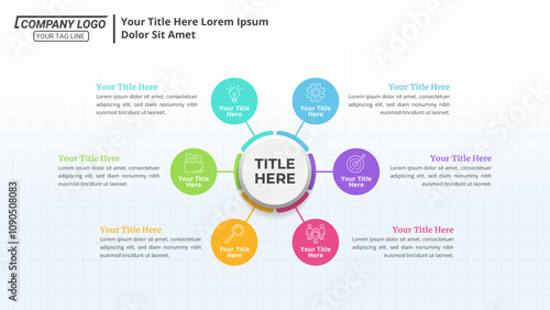 Circle Diagram Infographic With 6 Steps and Editable Text for Business Presentation, Poster, Banner and Booklet.