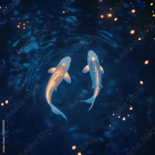 Koi fish in the water are believed to be auspicious.