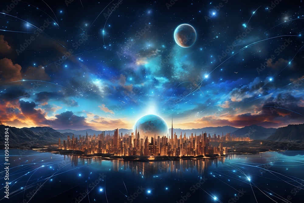 Obraz premium uture world Technology city