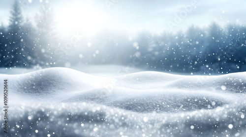 Wallpaper Mural Snowy Landscape with a Blurred Forest Background and Falling Snow Torontodigital.ca