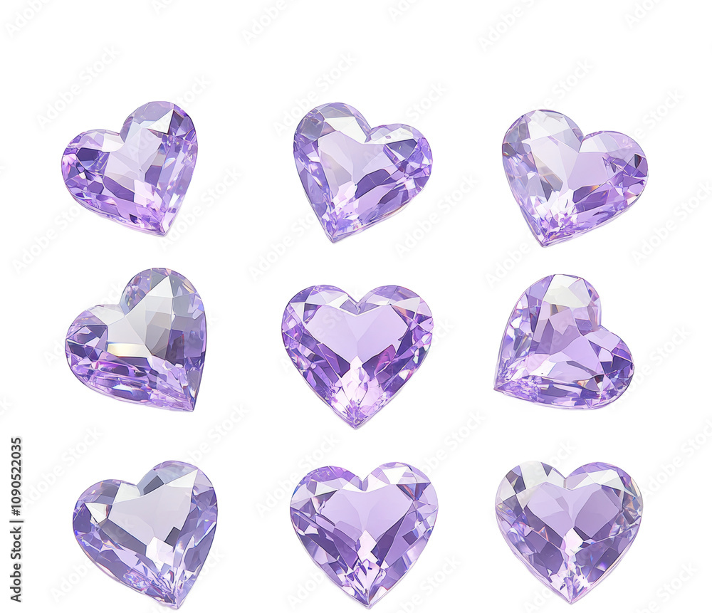 Fototapeta premium heart shaped of purple crystal diamond gems