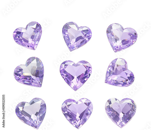 heart shaped of purple crystal diamond gems