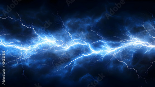 Abstract Blue Lightning Bolts Streaking Through a Dark Sky Background Illustration
