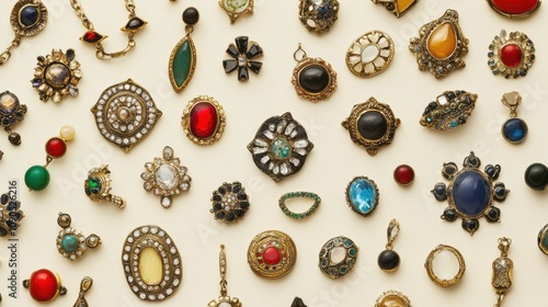 A Collection of Vintage Jewelry Perfect for Fashion Inspiration and Antique Enthusiasts photo