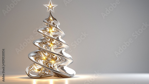A modern take on the classic Christmas tree, crafted from sleek silver metal