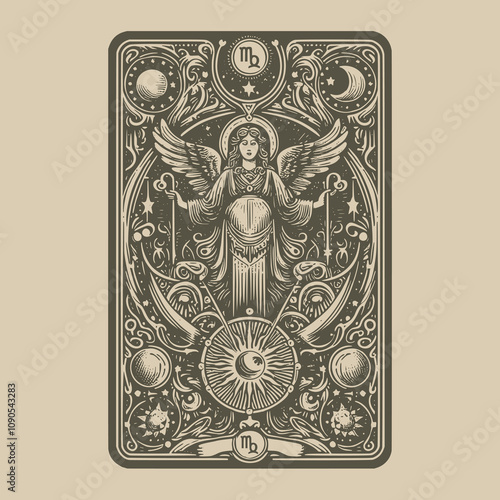 vintage virgo ouija playing card tattoo