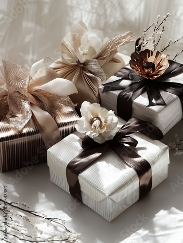 Elegant silver and gold gift wrapping designs for all occassions photo