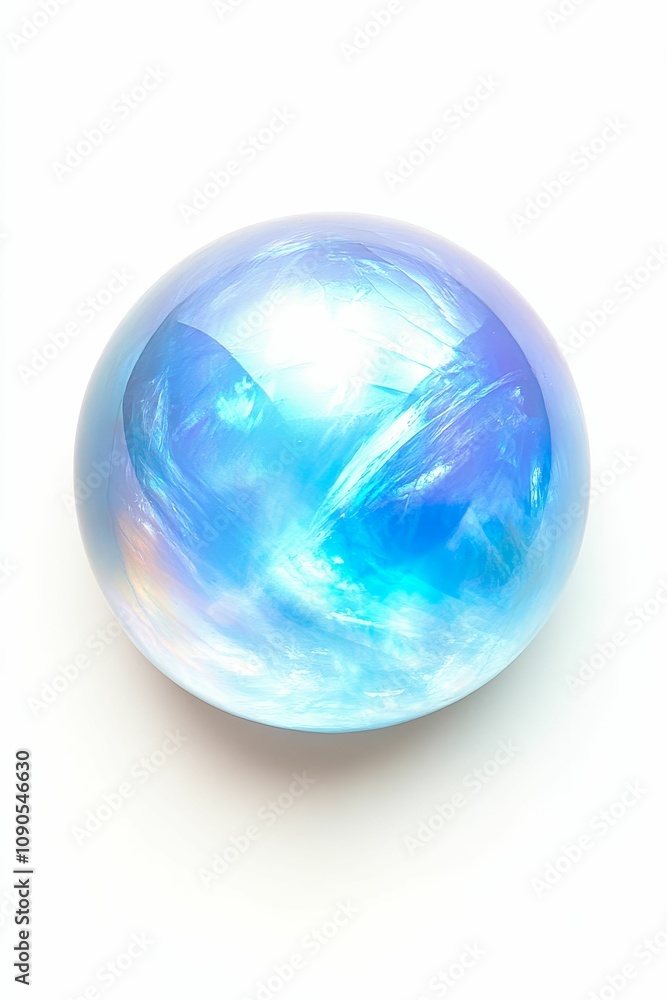 Blue glass sphere, cloudy sky inside. Blue glass sphere, cloudy sky inside.