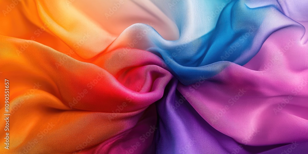 Fototapeta premium Colorful fabric texture creates a stunning background with a soft blur effect that enhances the visual appeal of the colorful fabric texture. The beautiful layers of colorful fabric texture are