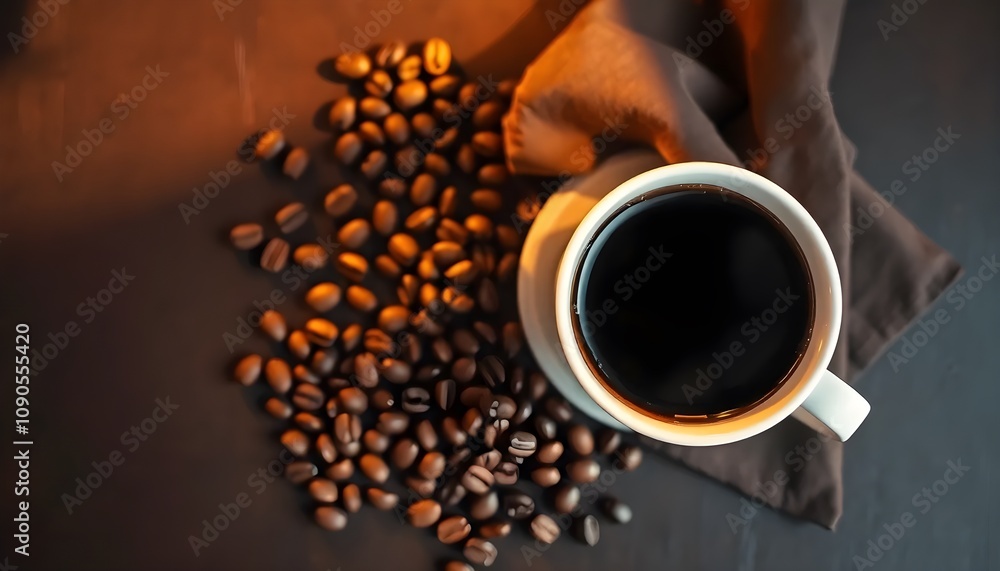 Naklejka premium Coffee Cup and Beans