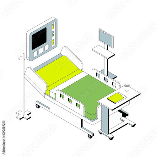 Hospital bed in ward