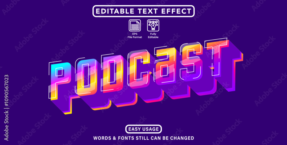 Obraz premium Editable text effect podcast style