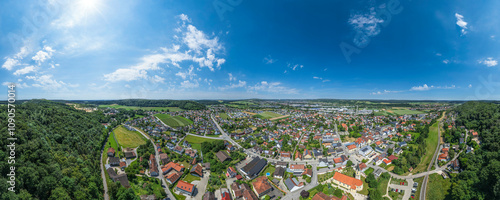 Ausblick auf die Gemeinde Saal an der Donau im niederbayerischen Landkreis Kelheim photo