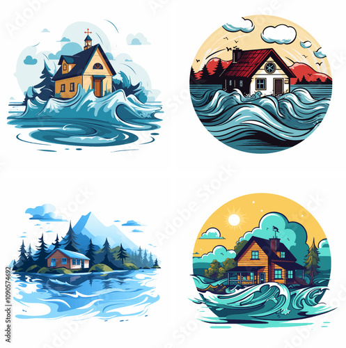 flood water surge inundation flooding river overflow heavy rainfall flash flood floodwaters floodp