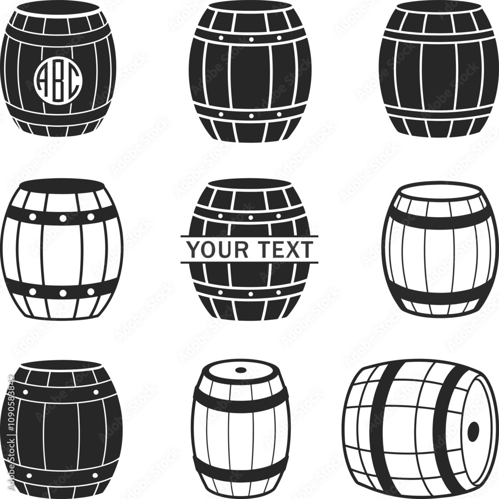 Barrel SVG Vector Silhouette, Barrels Icon Vector set, Barrel Symbol, Wooden Barrel Vector Illustration, Barrel SVG Vector Silhouette, Barrels Icon Vector set, Barrel Symbol, Wooden Barrel Vector Illustration,