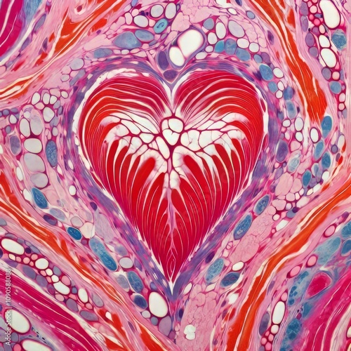 Heart Histology Microscope image of heart histology showing the