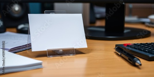 Wallpaper Mural Close up of a note paper with a handwritten business tag, sitting on an office desk, desk, business, close up Torontodigital.ca