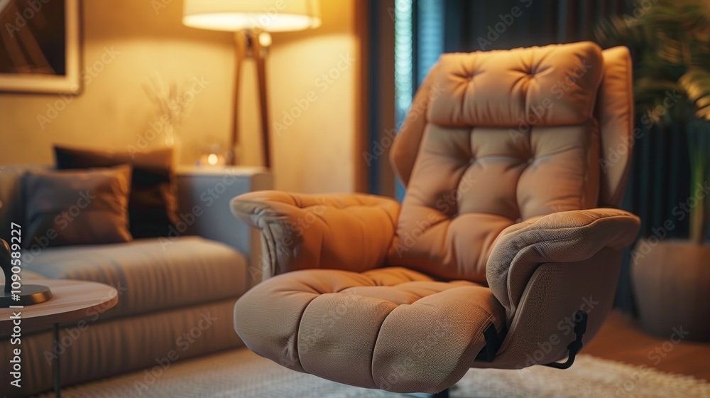 Fototapeta premium Comfortable recliner chair in a cozy living room.