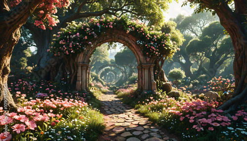 Arches Enchantées dans le Jardin Fleuri