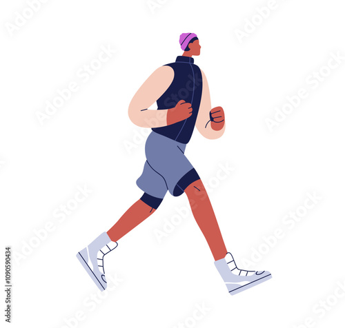 Jogger running. Jogging, cardio workout, endurance training, exercising. Acti...