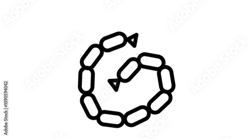 animated black lineart of a sausage on white background