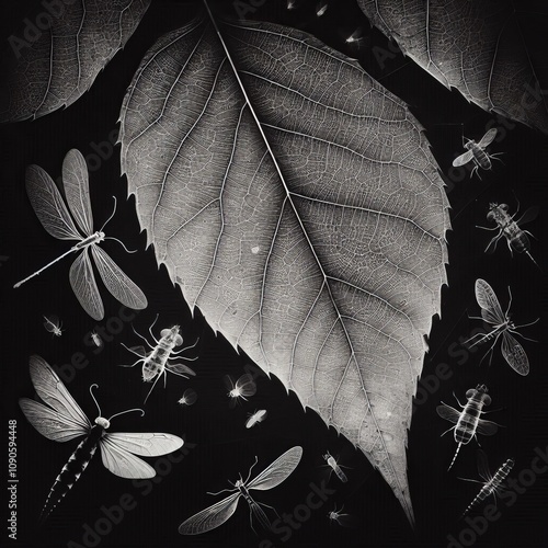 Leaf and Insect Photogram A photogram of leaves and insects capt photo